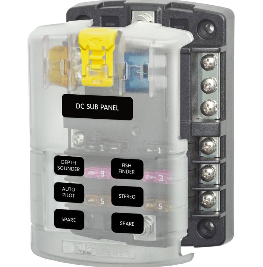 Blue Sea ST Blade Fuse Block W/Cover - 6 Circuit W/Negative Bus • 5025-BSS