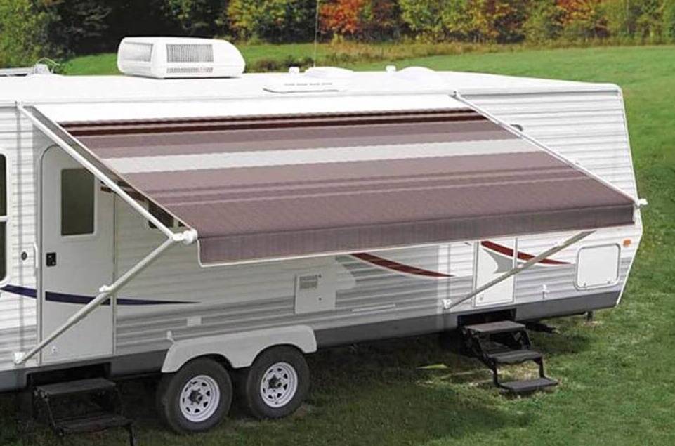 Carefree RV Awning Vinyl Fabric 18' - Sierra Brown Dune Stripe With White Weatherguard • JU188A00