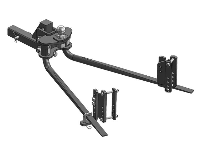 Blue Ox 2-Point 6-Hole Shank Weight Distribution Hitch, For Underslung Couplers, 12,000 GTW, 1,200 TW • BXW1273
