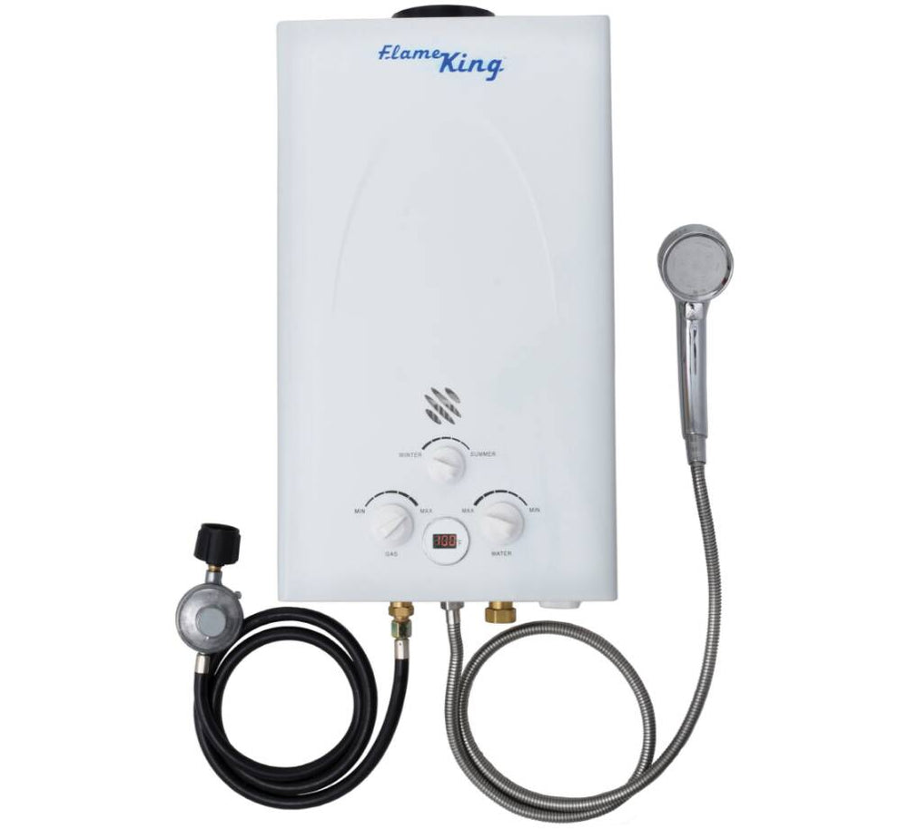 Flame King Tankless Outdoor Portable Propane Gas 10L 2.64GPM Water Heater 68,000 BTU for Hot Water Shower, RV, Camping • YSNBM-264