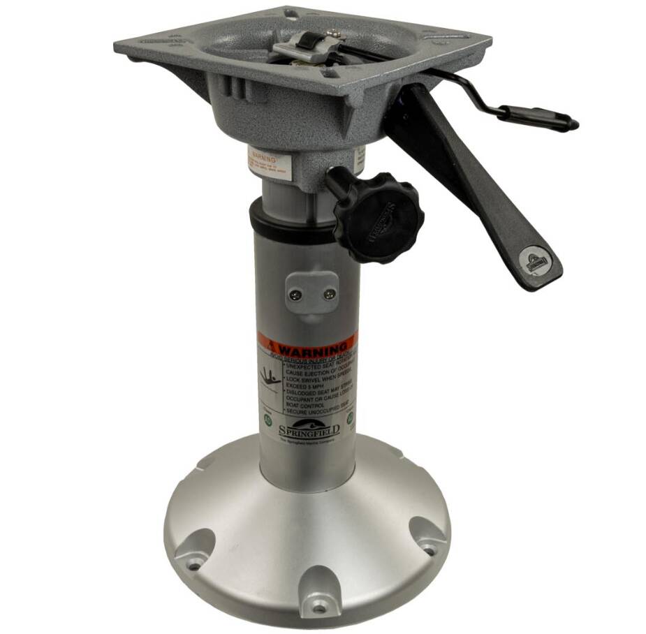 Springfield Marine Mainstay 14"-20" H x 2-3/8" D Anodized Aluminum Locking Adjustable Post with Swivel & Round Base • 1250100-L1