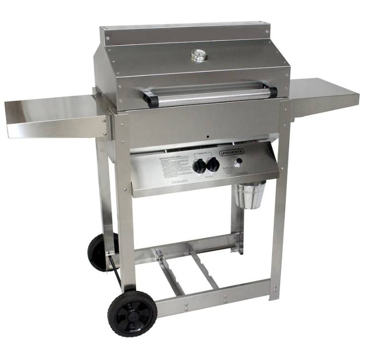 Phoenix Stainless Steel Propane Gas Riveted Grill Head On Stainless Steel Cart • SDRIV4LDDP