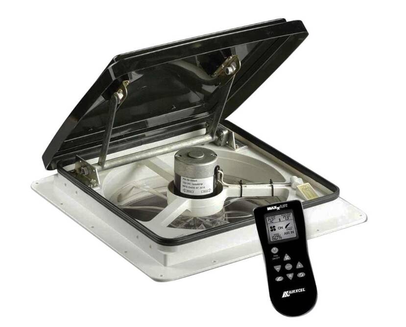 Maxxair Maxxfan Plus Powered Roof Vent w/ Remote, Smoke • 00-04500K