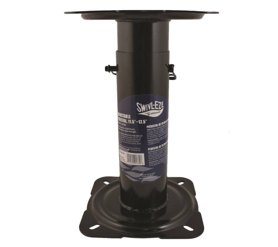 Attwood 11.5"-17.5" H Black Powder Coated Adjustable Post with Seat Mount & Square Base • 91320-ADJ
