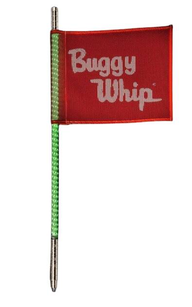 Buggy Whip 4' Green Led Whip with Quick Release Base & Red Flag • BWLED4GQ