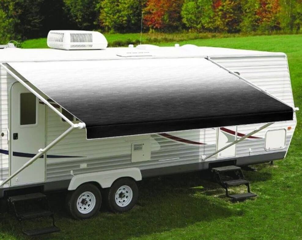 Carefree RV Awning Vinyl Fabric 18'-2" - Black Shale Fade With White Weatherguard • JU196E00