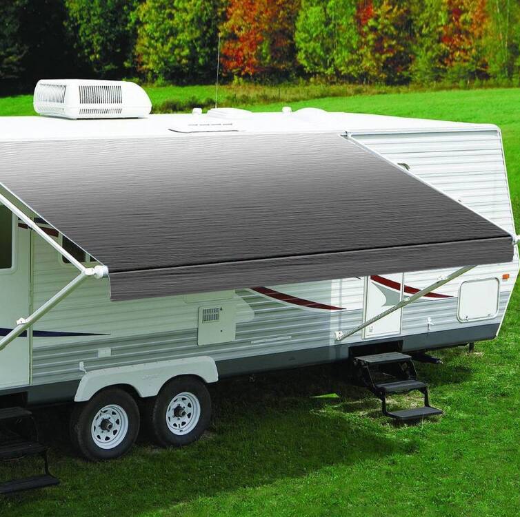 Carefree Fiesta 13'W x 8'Ext. Silver Shale Fade Vinyl Manual RV Patio Awning Roller Assembly • EA136D00
