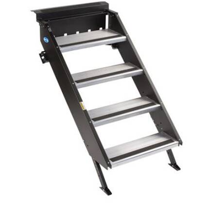 MORryde StepAbove Strut Assist Fold-Down Step for 27-3/4" - 28-1/4" RV Door Frame - Quad • STP-214