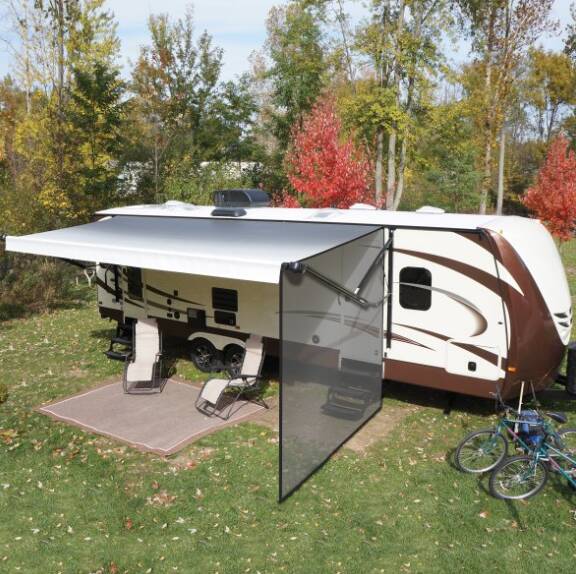 Lippert Classic Shade 8'W x 8'H Black RV Awning Side Shade Panel • 37978608
