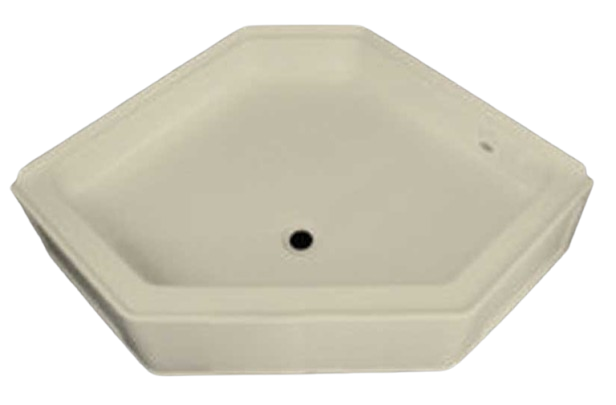 Specialty Recreation Shower Pan, Neo Angle, 34" x 34" x 9-1/2", Front Center Drain, Parchment • NSB3434PC