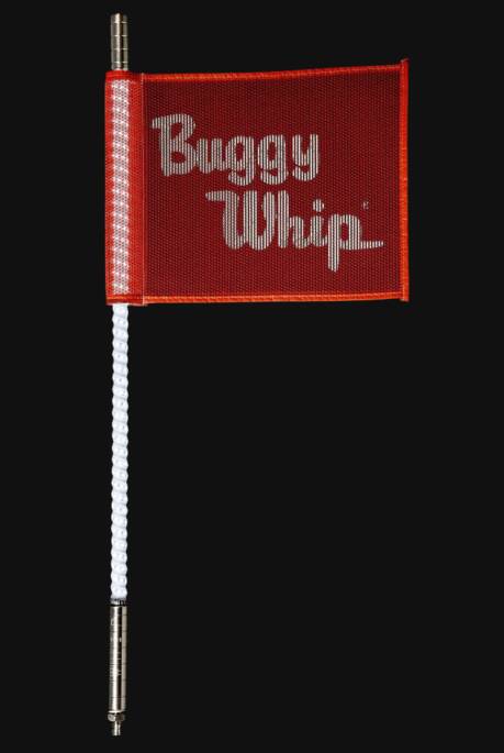 Buggy Whip 2' White Led Whip with Threaded Base & Red Flag • BWLED2WT