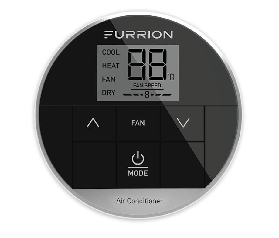 Furrion Single-Zone Basic Backlit LED Wall Thermostat - Black, 2 Fan Speeds • 2021130946