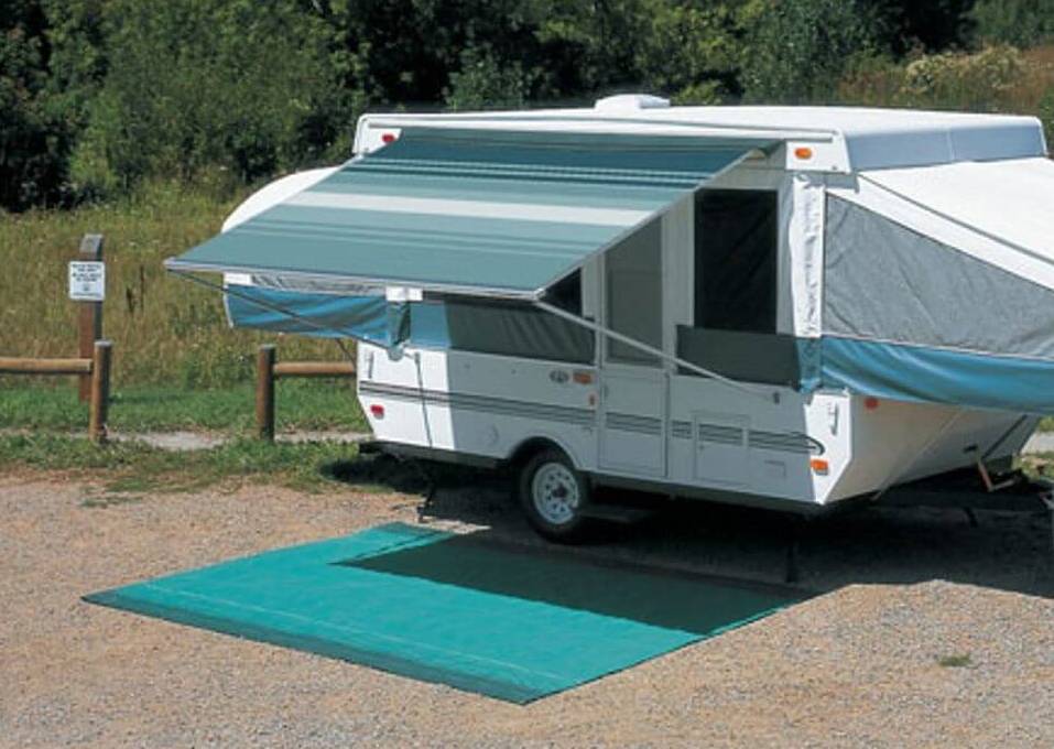 Carefree RV Awning Fabric 18'-2" - Teal Dune Stripe With White Weatherguard • JU198C00