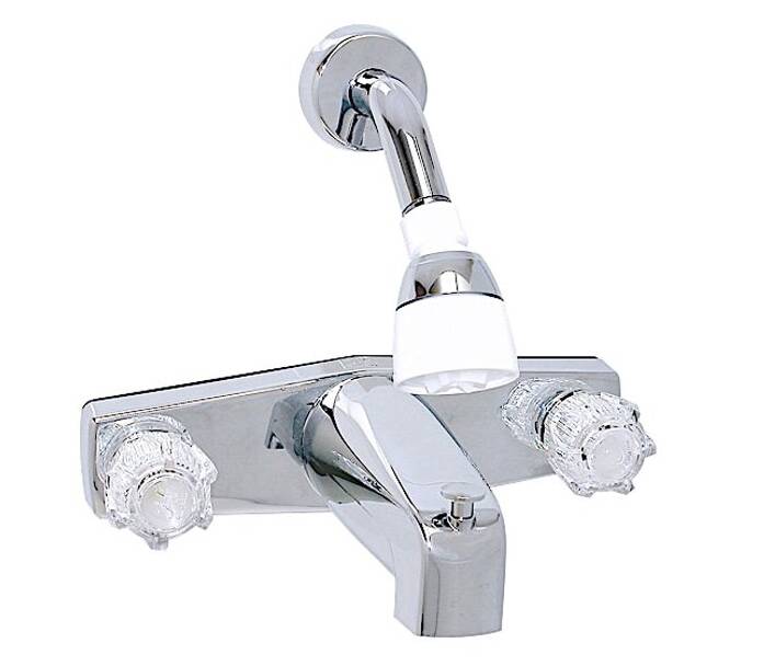 Valterra Phoenix Chrome Plated Low-Arc Lavatory Tub/Shower Kit with Clear Knobs Handles & Diverted • PF214349