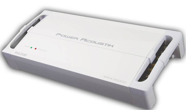 Power Acoustik Marine Conformal Coated Razor Series – Small 4 Channel Class-D Amplifier, 3,000 Watts • MA4-3000D