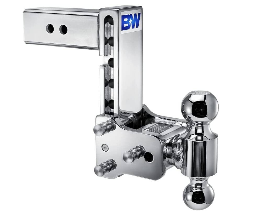 B&W Tow & Stow Adjustable Dual-Ball Mount - Chrome - 2.5" Receiver - 2", 2 5/16" Ball - 7" Drop • TS20040C