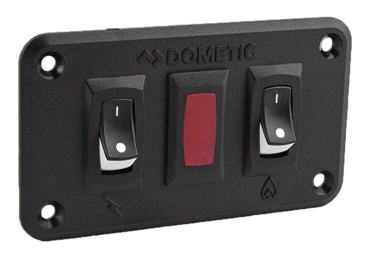 Dometic Water Heater Switch Kit, Dual Panel, 12 VDC, Black • 91270