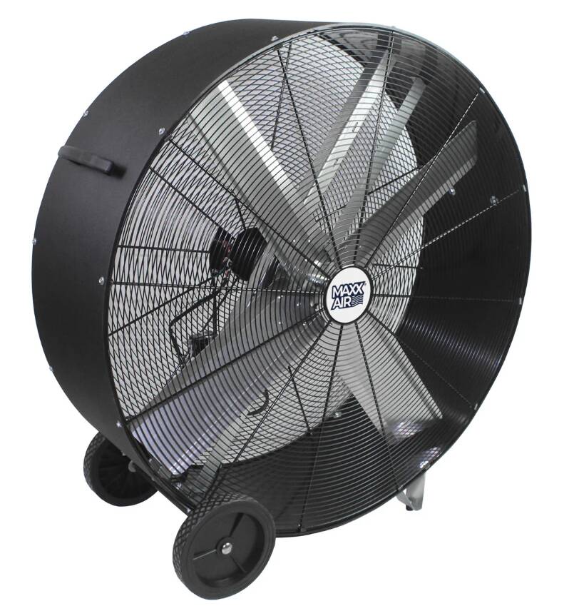 Maxxair Pro Flex 48" 2-Speed Belt Drive Drum Fan • BF48BDPEBLK