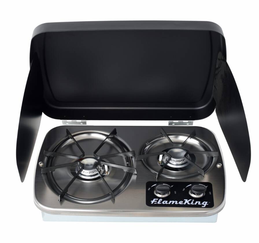 Flame King 2 Burner Built-In RV Stove with Wind Shield, CSA Approved • YSNHT600