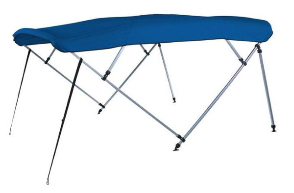 Carver Pacific Blue Sunbrella Acrylic Square Tube 4-Bow Standard Pontoon Bimini Top with Storage Boot, 8' L x 96"-102" W • 510A-04
