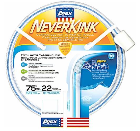 Teknor Apex NeverKink RV/Marine Hose 5/8" x 75' White • 8602-75