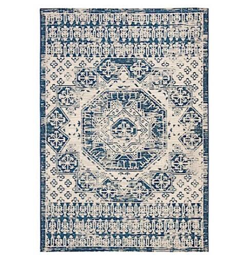Safavieh Courtyard Collection Outdoor 5'3"X7'7" Medium Rectangle Rug - Beige/Navy • CY8578-25812-5