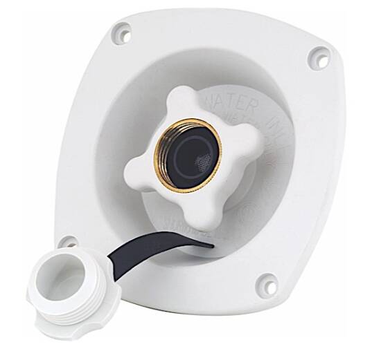 Shurflo White Stainless Steel City Flush Water Fill with 1/2" MPT Brass Check Valve • 183-029-18