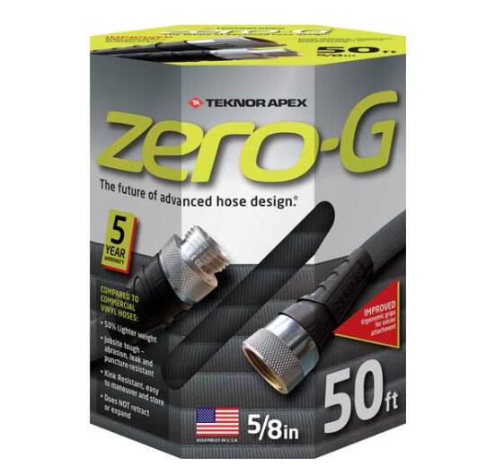 Teknor Apex Zero-G Hose, 5/8" x 50', Ultra Flexible, Kink-Free, Black • 4001-50