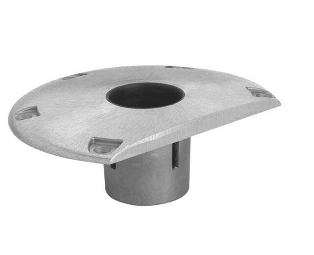 Attwood 238 Series 9" D x 7" W Clear Coat Aluminum Flat Side Round Base for 2-3/8" D Post • 238322-1