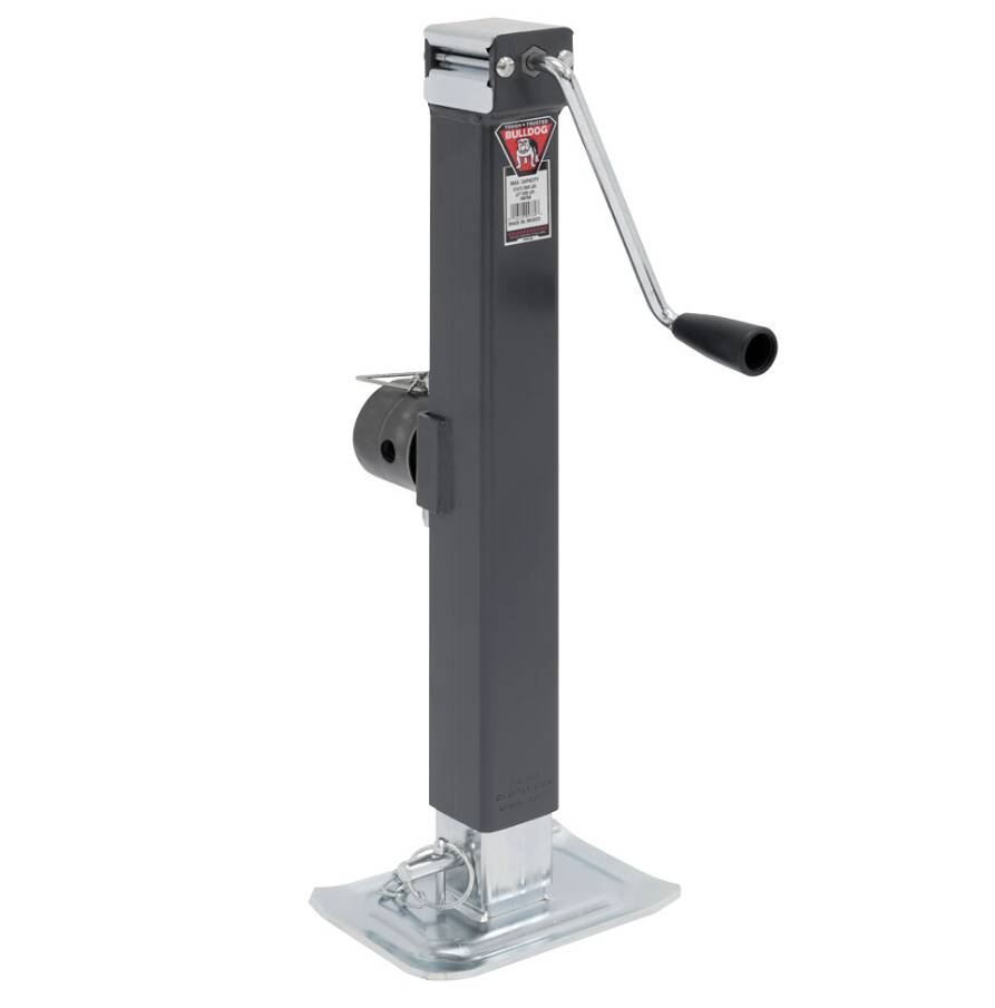 Bulldog Square Trailer Jack, Side Mount, 8,000 lbs. Support Capacity, Side Wind, Weld-On, 15 in. Travel • 190758