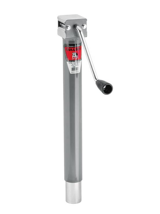 Bulldog Round Trailer Jack, No Mount, 5,000 lbs. Lift Capacity, Sidewind, Weld-On, 15" Travel • 170205