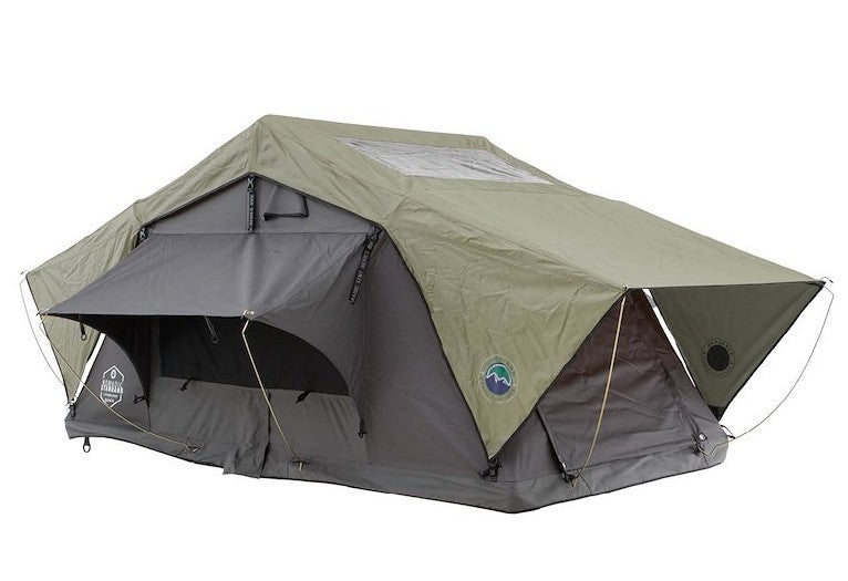 Overland Vehicle Systems HD Nomadic 2 Standard Soft Shell Roof Top Tent, Grey Body & Green Rainfly • 18429936