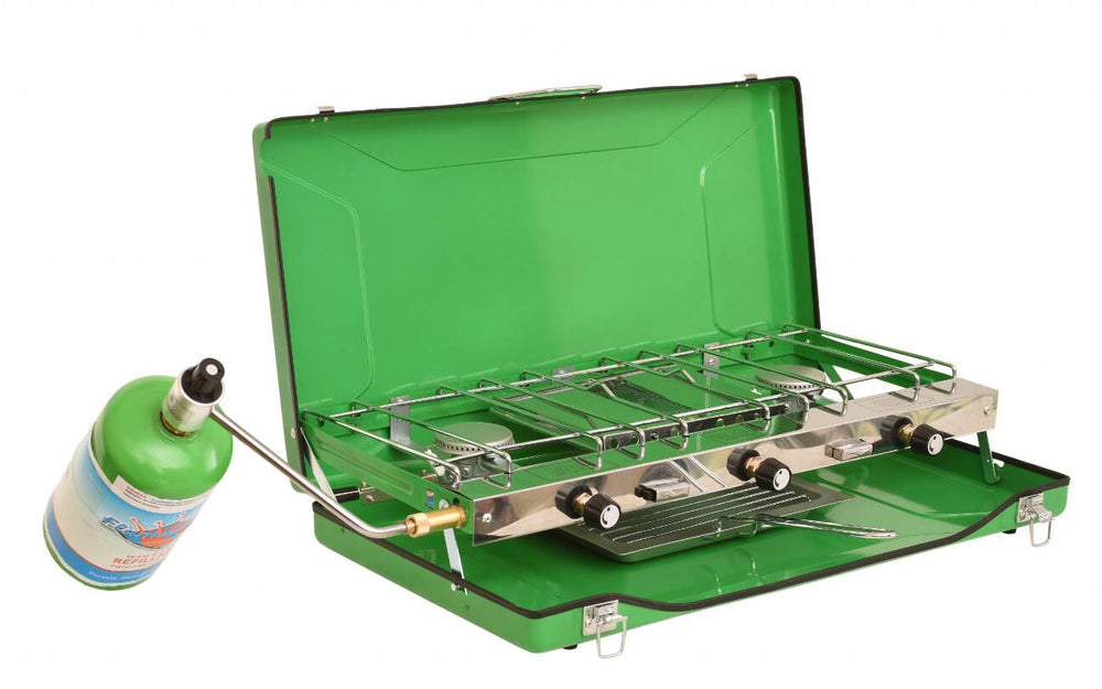 Flame King Portable 3 Burner Propane Gas Camping Stove w/Toast Tray • YSNBBQ-136