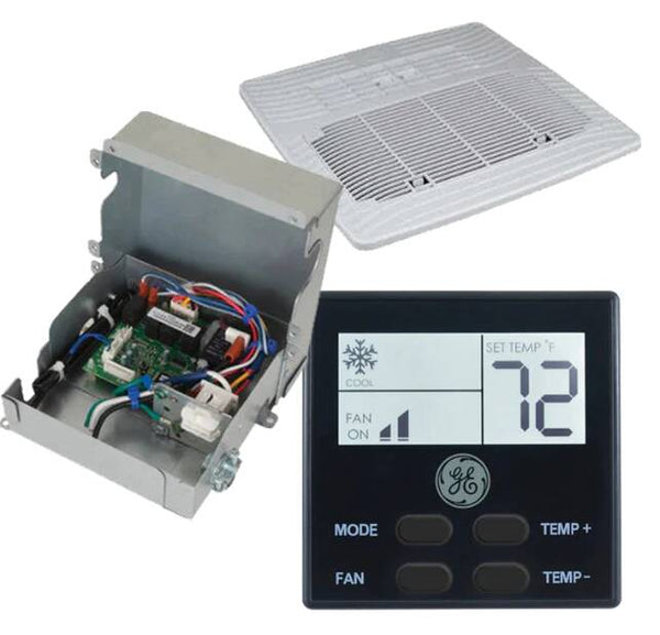 GE Appliances Ducted Upgrade Kit w/ Ceiling Assembly, Control Box, and Black Thermostat • RVAC-DKITB