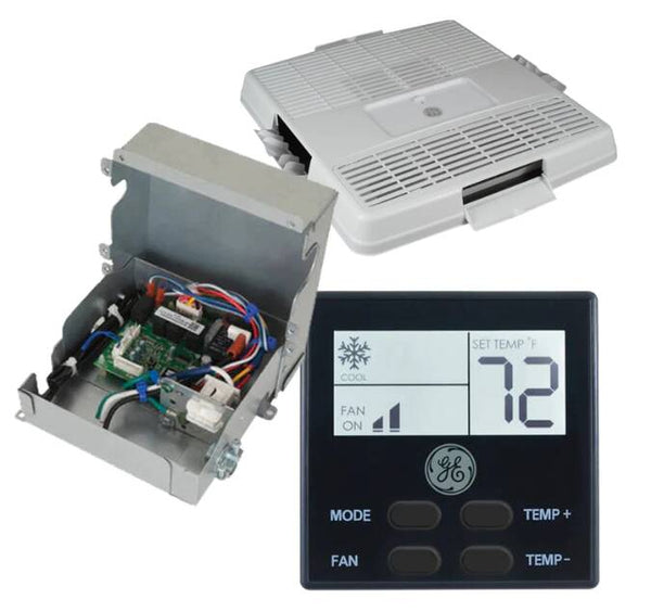 GE Appliances Non-Ducted Upgrade Kit w/ Ceiling Assembly, Control Box, and Black Thermostat • RVAC-NKITB