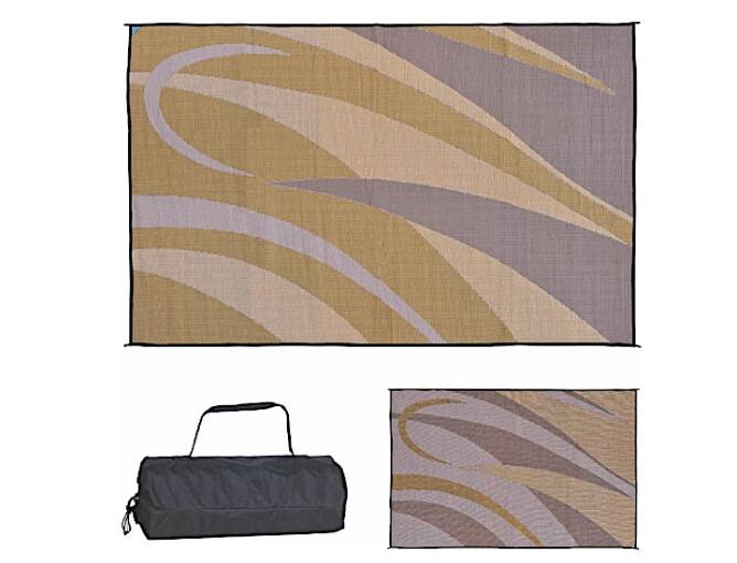 Ming's Mark Stylish Camping 8 ft. x 12 ft. Graphic Mat - Brown/Gold • GA7