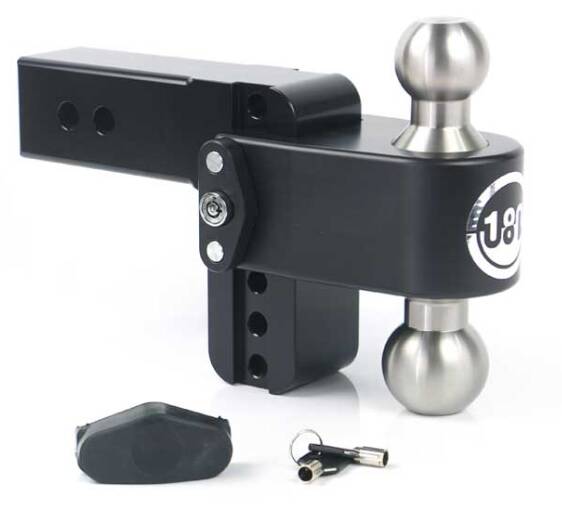 Weigh Safe 180 Hitch Adjustable 4" Drop with Stainless Steel Balls Dual Ball Mount with Dual Pin Keyed Lock for 2.5" Receivers • LTB4-2.5-CER-BLA