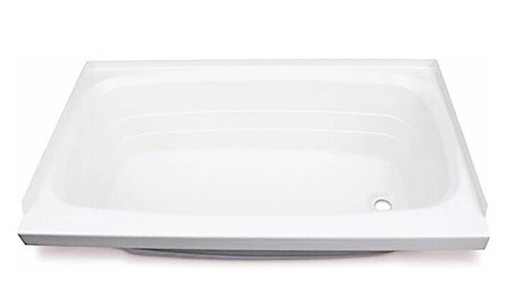 Lippert White Plastic Rectangular Bath Tub with Right Hand Drain (46"L x 24"W) • 209683