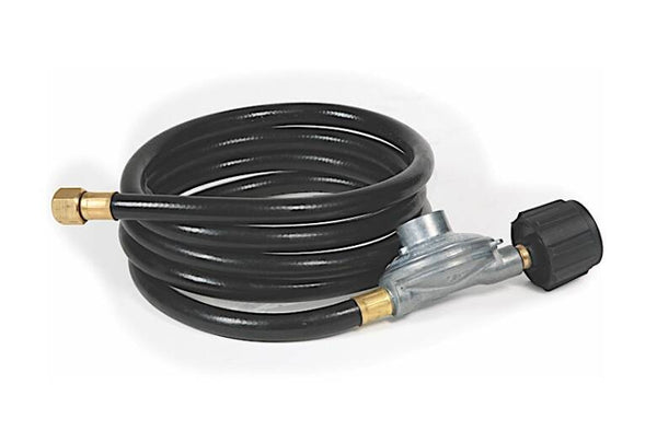Camco Low Pressure 70.000 BTU Fixed Single Stage LP Gas Regulator with 8" Propane Hose (ACME Nut x 3/8" FNPT Outlet) • 57704