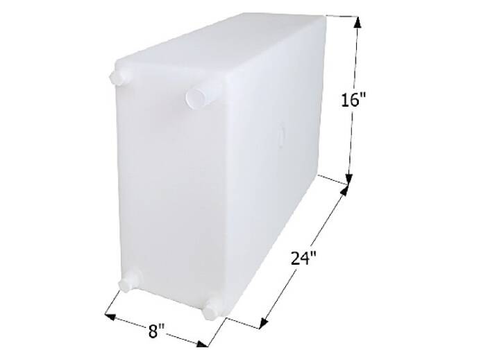 Icon 12 Gallon Fresh Water Tank with 1/2" Fittings, 24"L x 16"W x 8"H • 12730