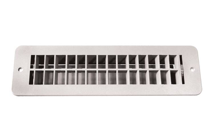 RV Designer 3.5" x 12" White Plastic Floor Register w/ Damper • H850