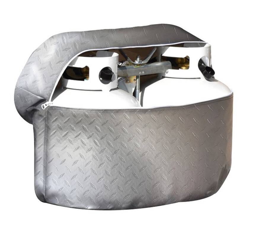 ADCO Diamond Plated Propane Tank Cover - Silver - Double 30 Lb • 2713