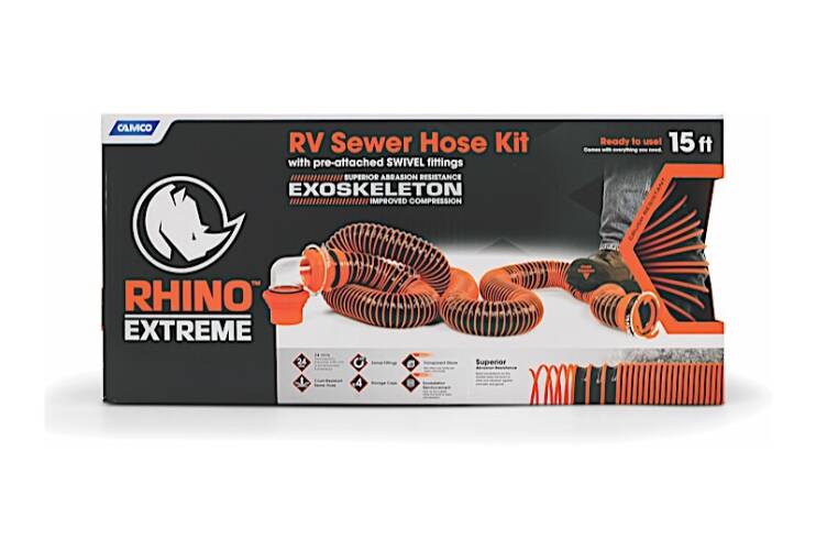 Camco RhinoEXTREME 15' Black Sewer Hose Kit • 39861