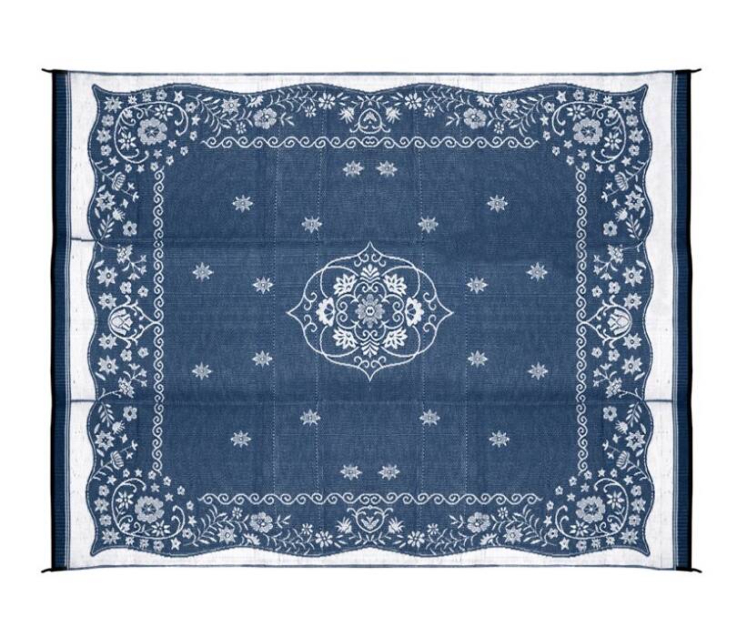 Camco Outdoor Mat 9' x 12' - Oriental, Blue / White • 42851