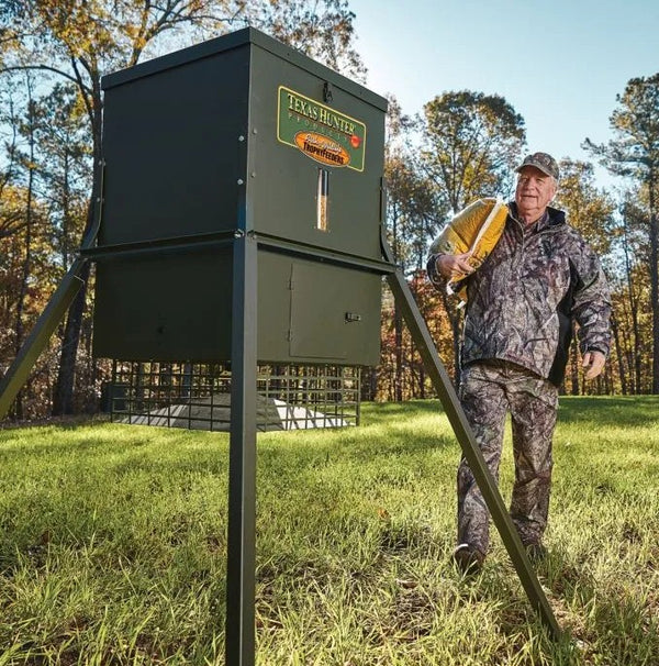 Texas Hunter Products Stand and Fill 300 LB Trophy Deer Feeder w/ 4' Legs • TF300L4
