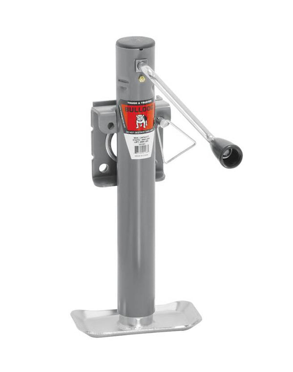 Bulldog Round Trailer Jack, Side Mount, 2,000 lbs. Lift Capacity, Sidewind, Weld-On, 10" Travel • 151101