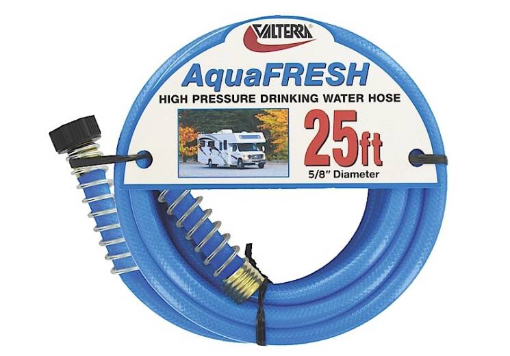 Valterra AquaFRESH Blue High Pressure Drinking Water Hose with Hose Savers 5/8" x 25' • W01-9300