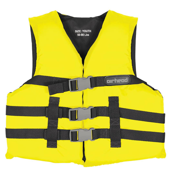 Airhead General Boating Life Jacket Vest, Yellow, Youth • 30002-03-A-YW
