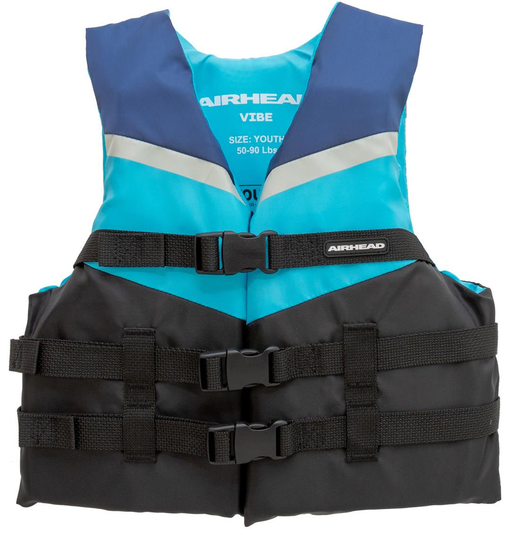 Airhead Vibe 3-Buckle Life Jacket Vest - Youth • 30053-03-A-BL