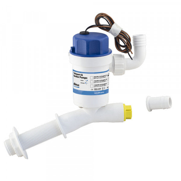 Albin Pump Cartridge Aerator Pump - 500 GPS - 12V - Angled • 01-05-078